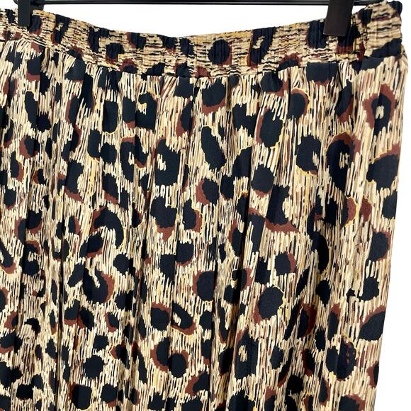 Vintage 90s Leopard Print A-Line Skirt Tan & Black Elastic Waist - Size XL - Picture 6 of 9